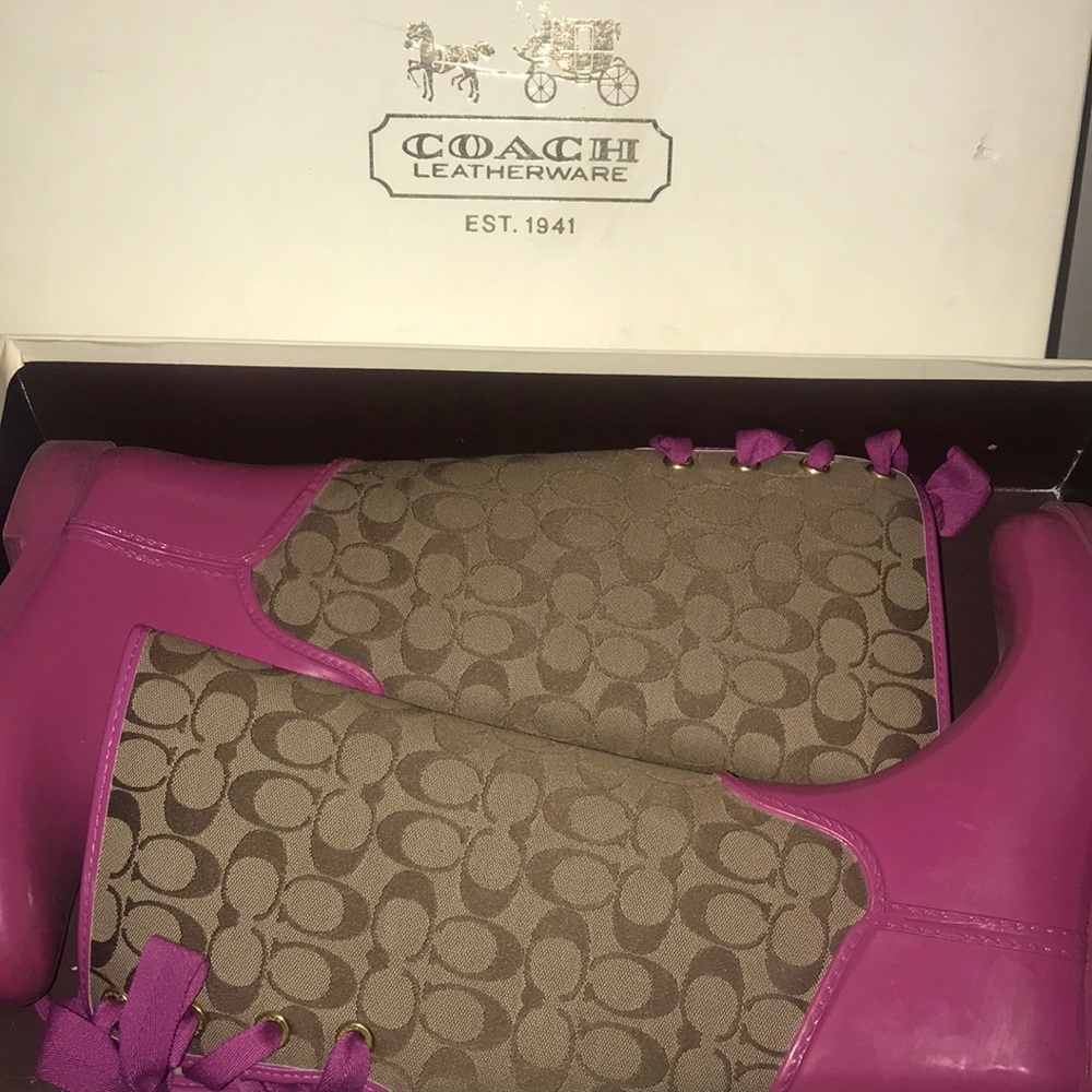 Coach rain boots (up to knee) size 8